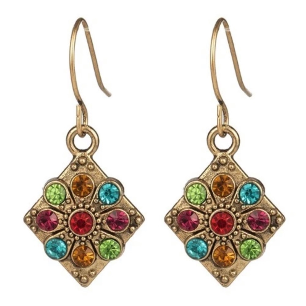 Rustic Diamond Shape Rhinestone Fashion Earrings - Picture 2 of 2
